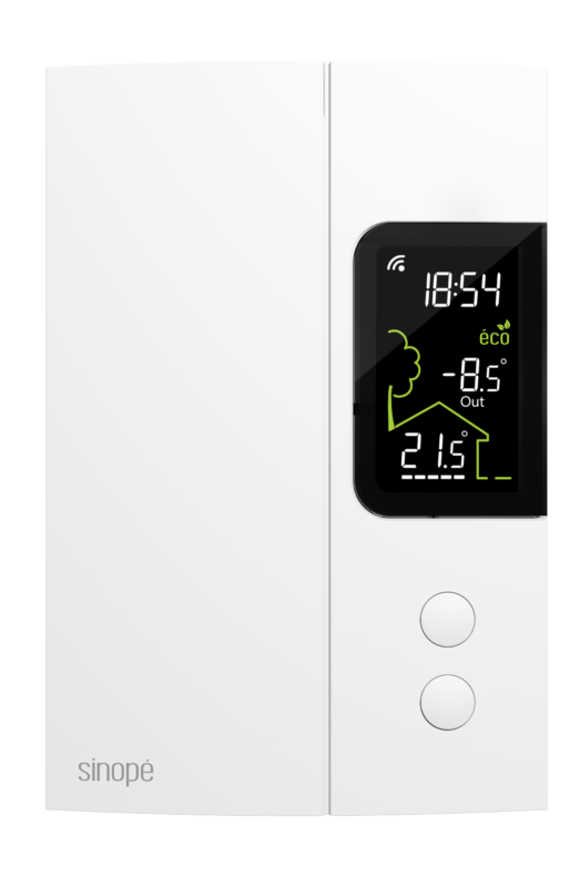 Éco icon on the thermostat display announcing a peak event