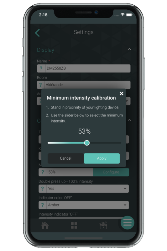 How do I adjust the minimum dimming intensity of the smart adaptive