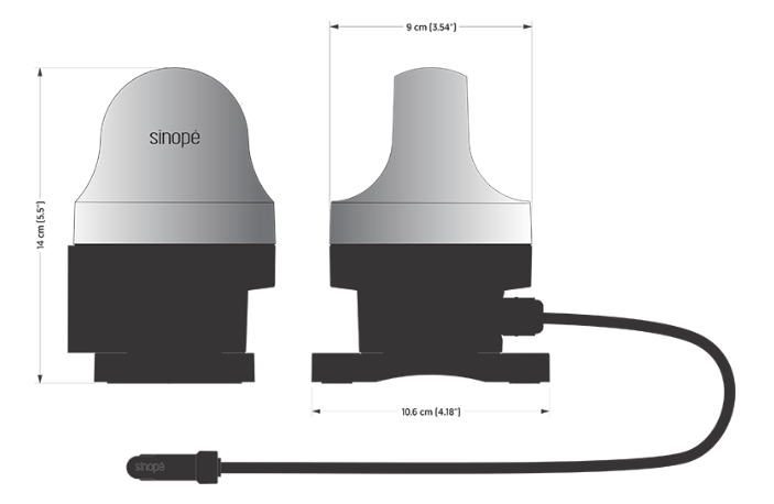 Dimensions du moniteur de réservoir Zigbee LM4110-ZB