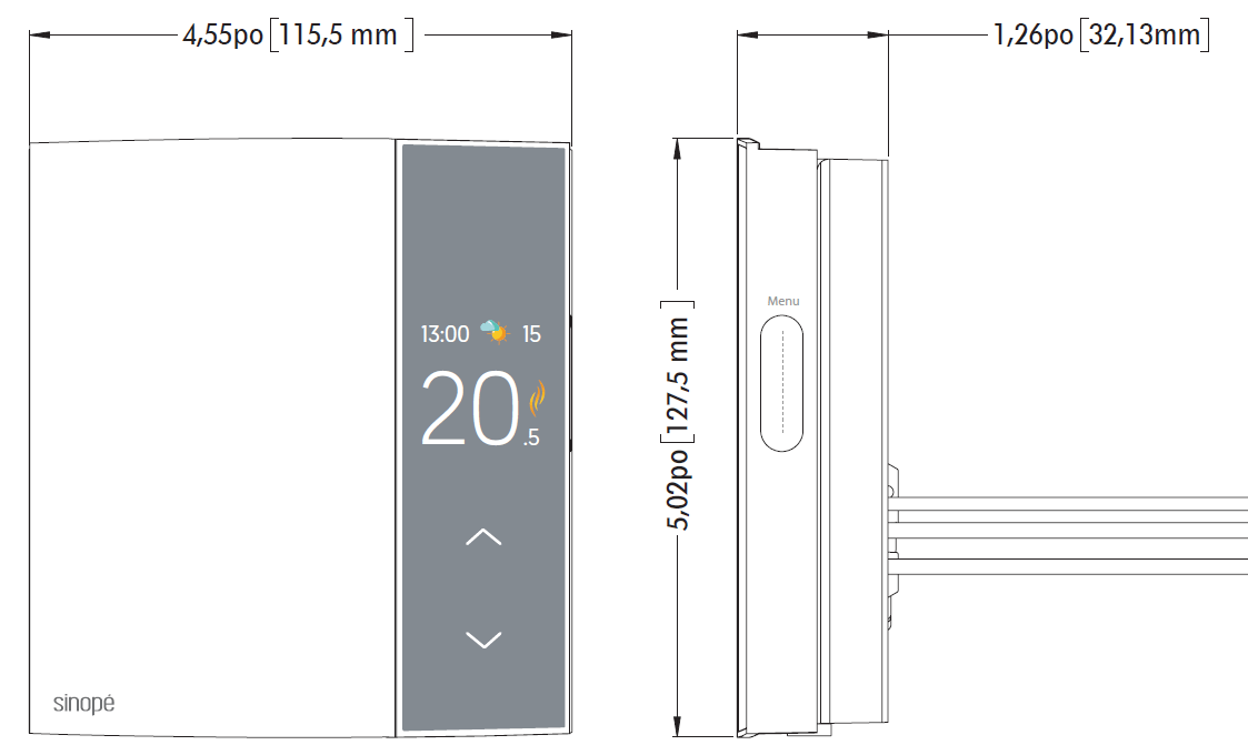 Dessin technique thermostat de ligne - chauffage/climatisation